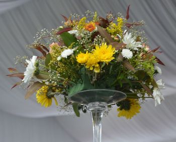 Close-up of flower vase on table