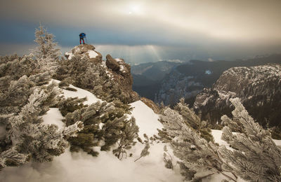 The beauty of winter on the snowy mountains.