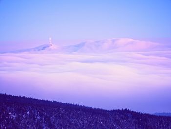 Scenic view of landscape against sky at sunset