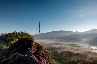 Scenic view of mountains against clear sky