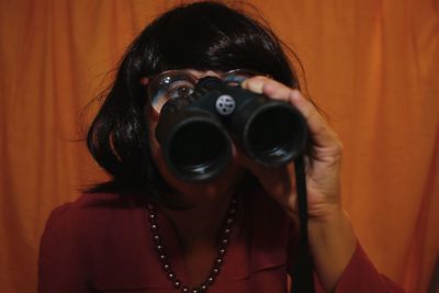 Close-up of woman wearing mask