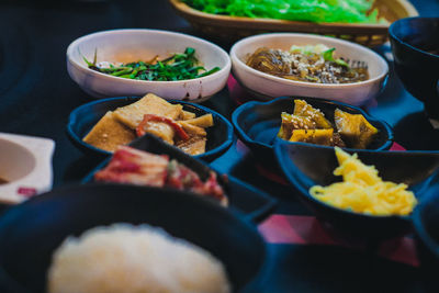 High angle view of food on table