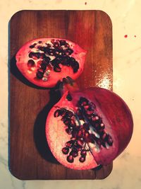 Close-up of dessert on cutting board