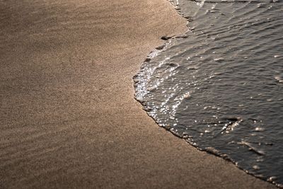 Close-up of waves splashing on beach