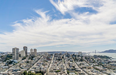 High angle view of buildings in city