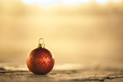 Close-up of christmas decoration on table