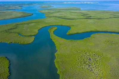 High angle view of lake