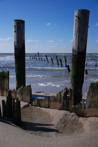 Scenic view of sea against clear sky
