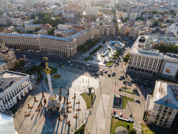 High angle view of buildings in city