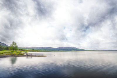 Scenic view of lake against sky