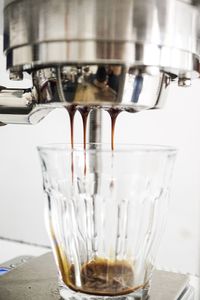 Close-up of coffee in glass