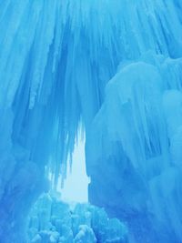 Aerial view of frozen waterfall