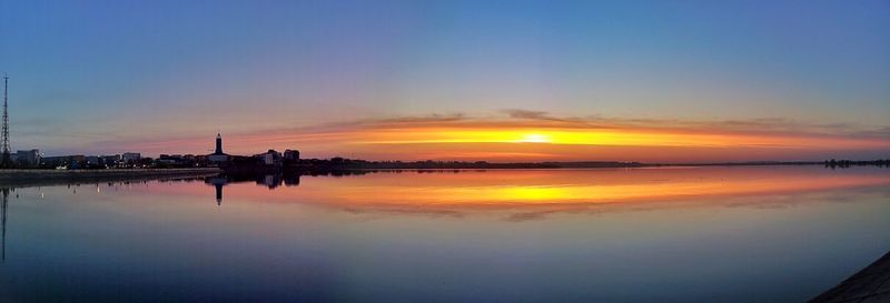 Scenic view of sea at sunset