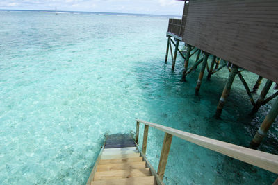 High angle view of pier over sea