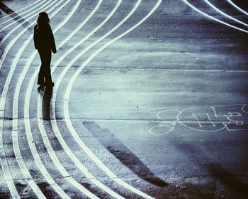 Person walking on road