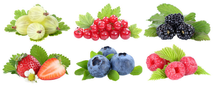 Close-up of fruits against white background