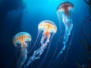 Close-up of jellyfish swimming in sea