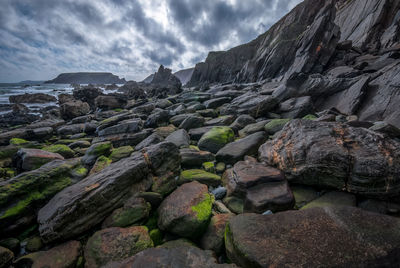 Scenic view of rocks against sky