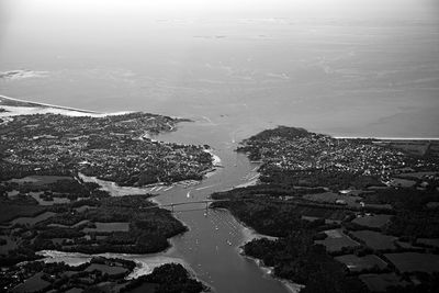 High angle view of river amidst land