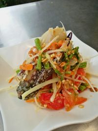 High angle view of meal served in plate