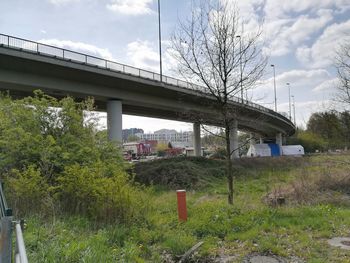 Low angle view of bridge against sky