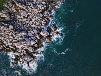 Aerial view of rocky coastline