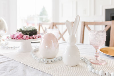 Close up of easter tablescape