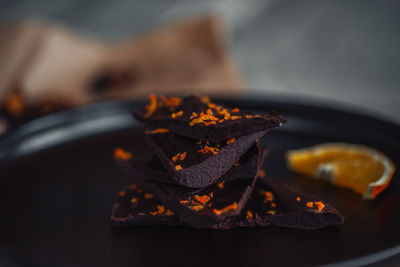 Close-up of homemade chocolate on plate