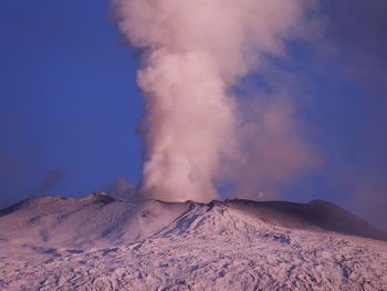 Scenic view of volcanic mountain against sky