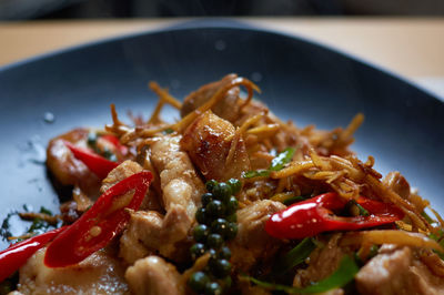 Close-up of food served in plate