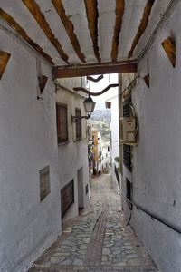 Narrow alley along buildings
