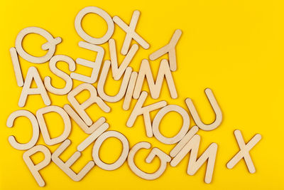 High angle view of text on table