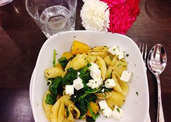 Close-up of food served in plate