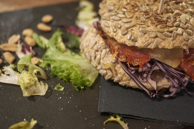 Close-up of food on cutting board