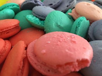 Close-up of colorful macaroons
