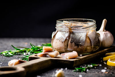 Close-up of food on table