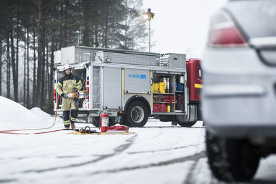 Firefighter on road