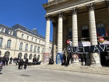 Group of people in front of building