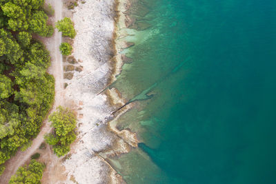 High angle view of surf on beach