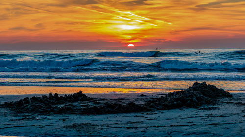 Scenic view of sea against sky during sunset