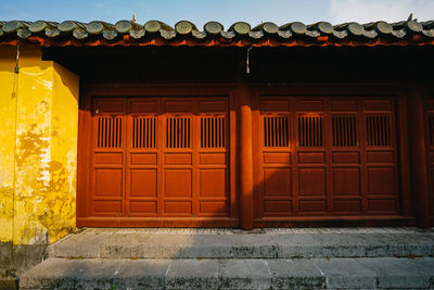 Closed door of building