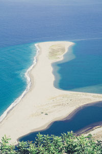 High angle view of sand on beach