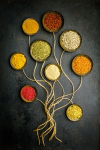 High angle view of food on table