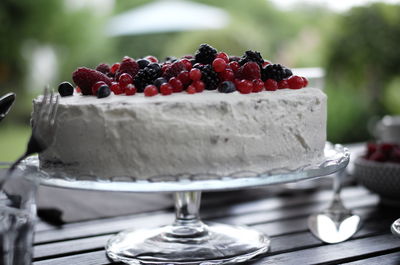 Close-up of cake on table