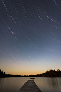 Scenic view of lake against sky at night