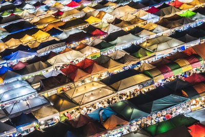 High angle view of multi colored tents 