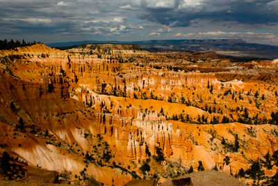 Aerial view of landscape against cloudy sky