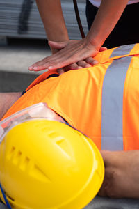 Close-up of hands working