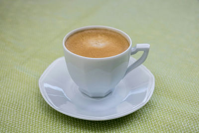 High angle view of coffee on table