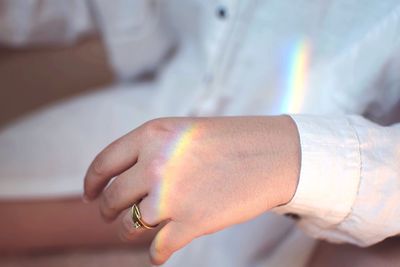 Close-up of woman holding hands
